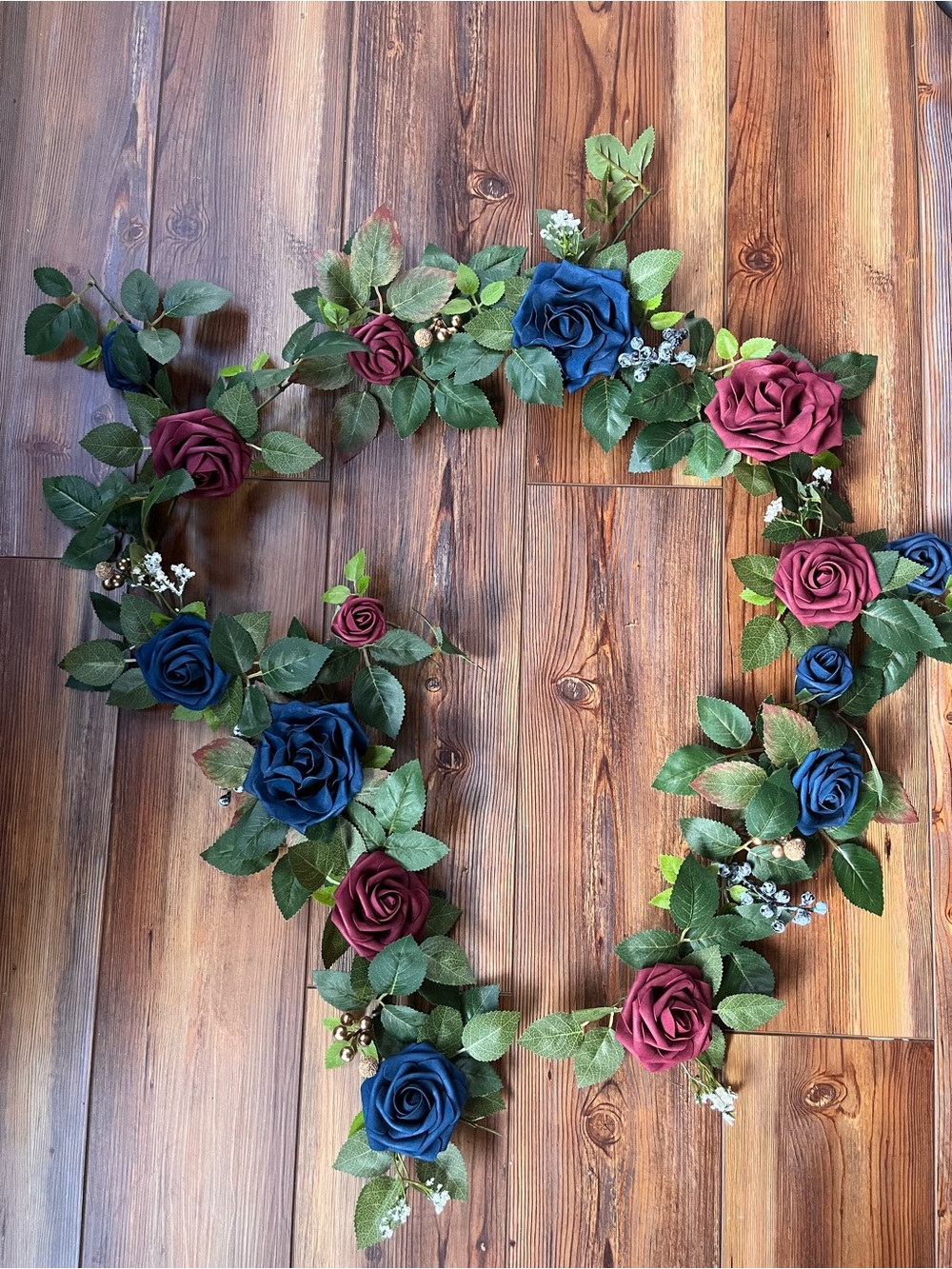 Navy and burgundy Rose Garland wedding flowers 13ct - Picture 1 of 4